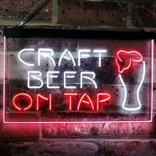 Craft Beer On Tap Dual LED Neon Light Sign